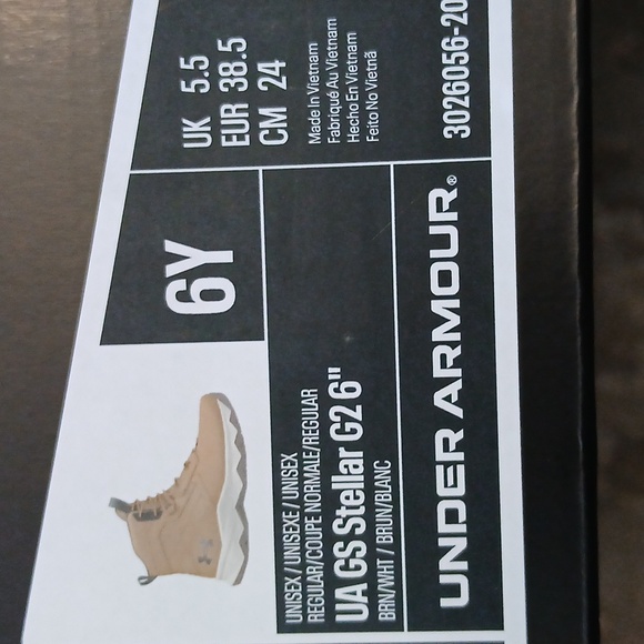 New Under Armour GS Stellar G2 6" Tan Brown Boots, Size 6 Youth - Picture 2 of 10